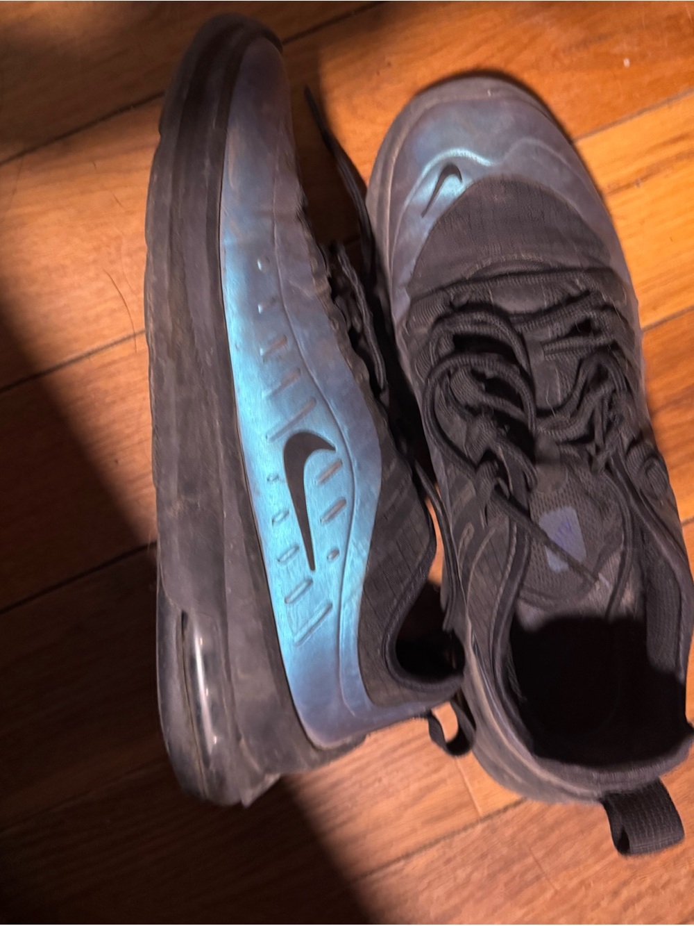 Nike Black Sneakers with Iridescent Blue Side Panel